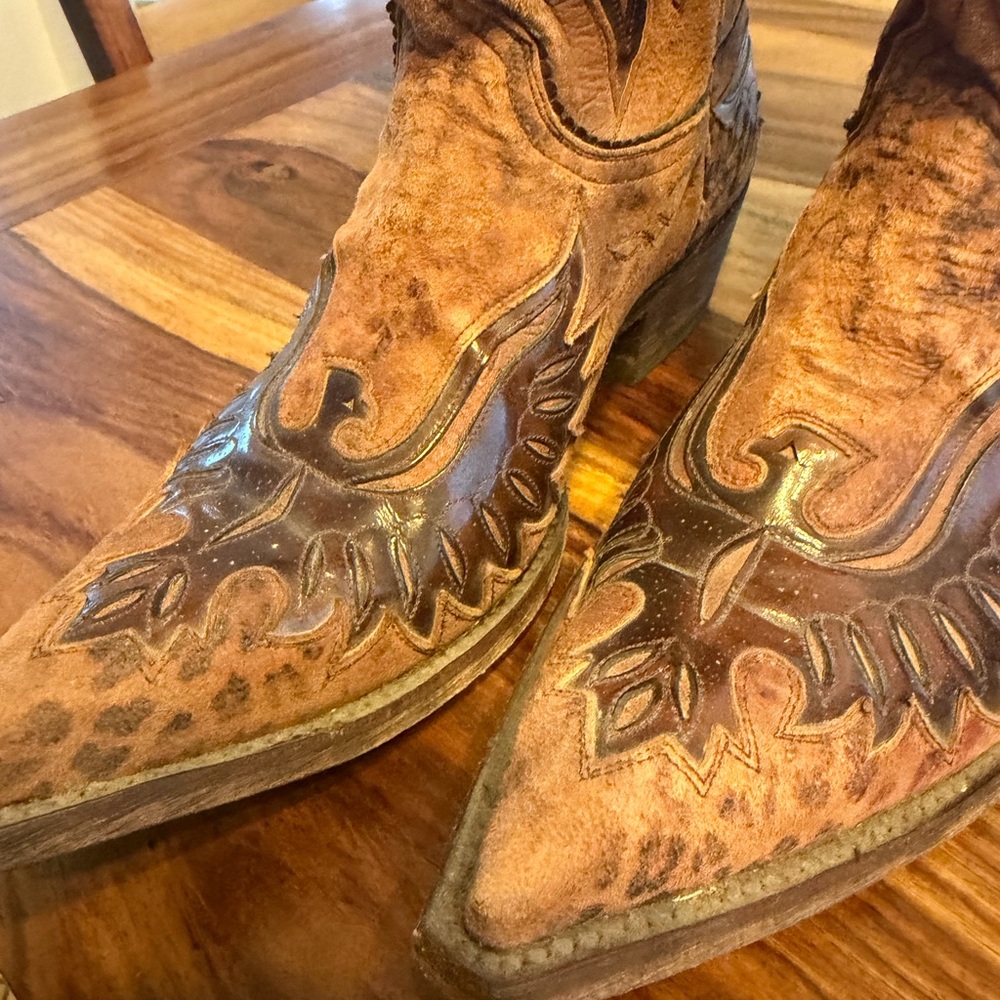 Old Gringo Eagle Inlay Cowboy Boots brown/black. 8.5B - Picture 9 of 11